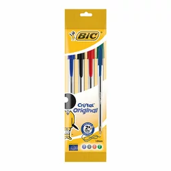 Ручки шариковые BIC Cristal 4шт разноцветные (3086121601033)
