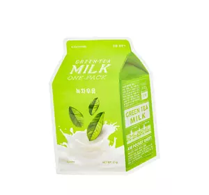 Тканевая маска с экстрактом зеленого чая Apieu Green Tea Milk One-Pack, 21 мл (8806185780278)