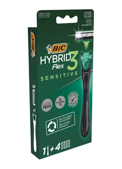 Станок для бритья мужской BIC Flex 3 Hibrid Sensitive с 4 сменными картриджами (3086123644977)