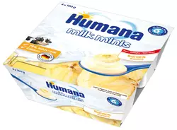 Продукт кисломолочный humana milk minis banane с бананом,  4х100 г (4031244784414)