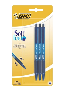 Набор шариковых ручек автоматических BIC Soft Feel Clic Grip Синих 3 шт (70330133723)