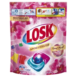Капсулы для стирки Losk Power Caps Ароматерапия Эфирные масла и аромат Малазийский цветок 22 шт (9000101802467)
