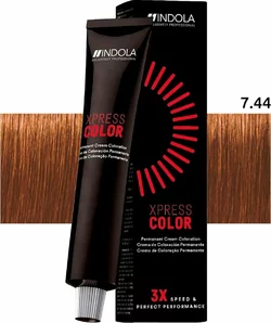 Перманентная крем-краска для волос indola xpress color 7.44 средний русый медный экстра, 60 мл (4045787579321)