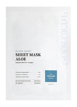 Тканевая маска для лица Village 11 Factory Hydro Sheet Mask Aloe с алоэ 21 г (8809663754488)