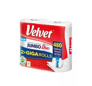 Полотенце бумажное Velvet Jumbo Duo 2 слоя 2 рулона по 240 отрывов (5901478007858)