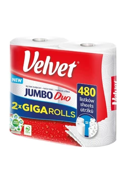 Полотенце бумажное Velvet Jumbo Duo 2 слоя 2 рулона по 240 отрывов (5901478007858)
