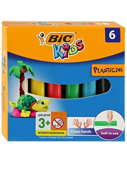 Пластилин bic kids plastelina (6 цветов) (3086123485488)