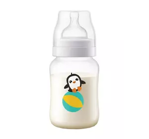 Бутылочка для кормления philips avent anti-colic с декором пингвин 260 мл (scf821/13) (8710103868842)