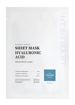 Тканевая маска для лица Village 11 Factory Hydro Sheet Mask Hyaluronic Acid с гиалуроновой кислотой 21 г (8809663754495)