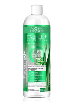 Освежающая успокаивающее мицеллярная вода Eveline Cosmetics Facemed+ 3 в 1 с алоэ вера 500 мл (5901761964165)