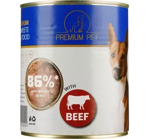 Паштет PREMIUM PET для взрослых собак из говядины 800 г *6 шт (2000022112114)