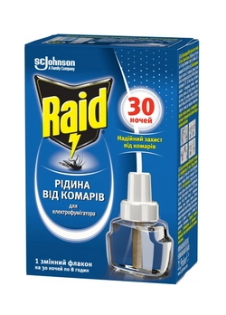 Жидкость от комаров для электрофумигаторов Raid 30 ночей 20 мл (5010182991183)