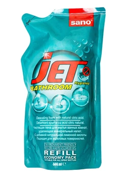 Средство для мытья акриловых ванн Sano Jet Bathroom сменная упаковка 500 мл (7290102990689)