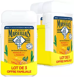 Набор гелей для душа Le Petit Marseillais Манго и маракуйя 250 мл 2+1 (3574661699646)
