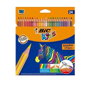 Карандаши цветные bic evolution stripes (24 цвета) (3086123499133)