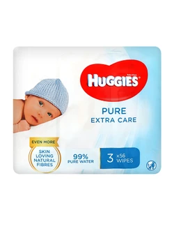 Салфетки влажные Huggies Extra Care Sensitive 2+1 (56х3) (5029054222119)