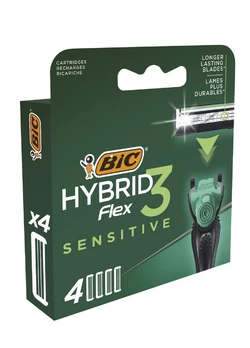 Сменные картриджи для бритья (лезвия) мужские BIC Flex 3 Hybrid Sensitive (4 шт) (3086123644878)