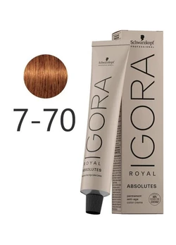 Крем-краска для седых волос Schwarzkopf Professional Igora Royal Absolutes 7-70 средне-русый медный натуральный 60 мл (4045787282535)