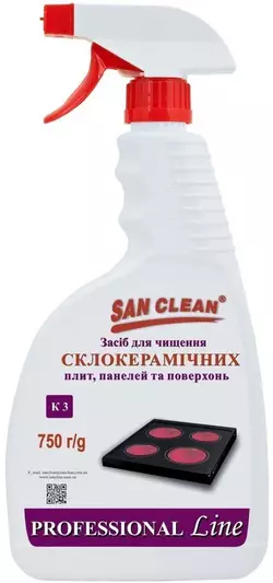 Средство San Clean Prof Line для чистки стеклокерамических плит и поверхностей 750 мл (4820003544679)
