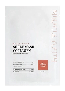 Тканевая маска для лица Village 11 Factory Miracle Youth Cleansing Sheet Mask Collagen с коллагеном 23 г (8809663754433)