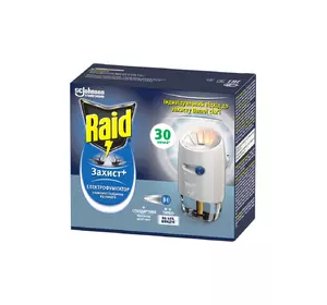 Электрофумигатор Raid Защита+ с жидкостью против комаров и регулятором интенсивности 30 ночей (5000204141146)