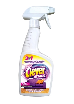 Средство для чистки — шампунь Clever Attack для чистки ковров и обивки 550 мл (распылитель) (5907627418957)