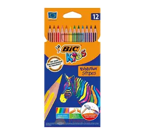 Карандаши цветные bic evolution stripes (12 цветов) (3086123499102)