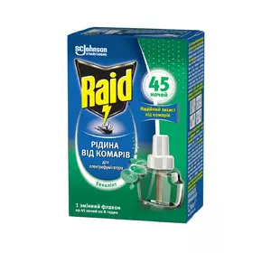 Жидкость от комаров для электрофумигаторов Raid 45 ночей с эвкалиптом (4620000431763)