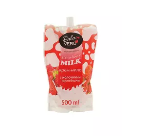 Крем-мыло ТМ Dolce Vero doy-pack STRAWBERRY MILK с молочными протеинами 500 мл (4820091146953)