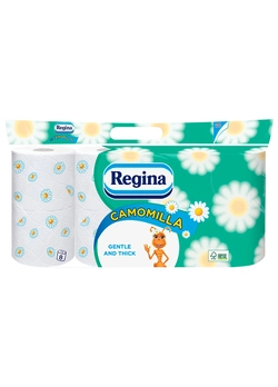 Туалетная бумага Regina Camomile FSC Ромашка 18 м 150 отрывов 3 слоя 8 рулонов (8004260438506)