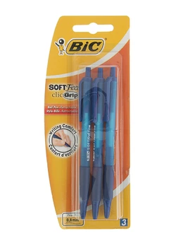 Набор шариковых ручек автоматических BIC Soft Feel Clic Grip 3 шт Синие (3086123256460)