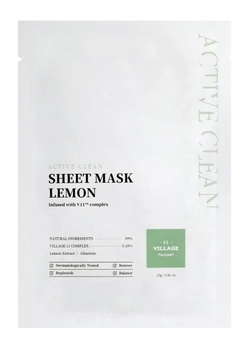 Тканевая маска Village 11 Factory Active Clean Sheet Mask Lemon с лимоном 23 г (8809663754396) Тканевая маска Village 11 Factory Active Clean Sheet Mask Lemon с лимоном 23 г (8809663754396)