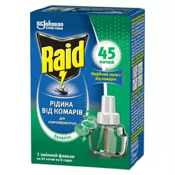 Жидкость от комаров для электрофумигаторов Raid 45 ночей с эвкалиптом (5000204329100) Жидкость от комаров для электрофумигаторов Raid 45 ночей с эвкалиптом (5000204329100)