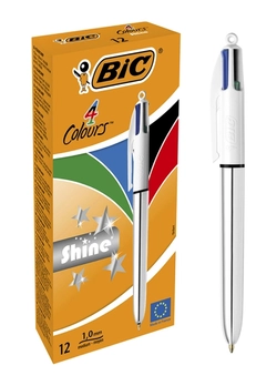 Набор шариковых ручек BIC 4 Colours Shine Silver 1 мм 12 шт (3086123343979) Набор шариковых ручек BIC 4 Colours Shine Silver 1 мм 12 шт (3086123343979)