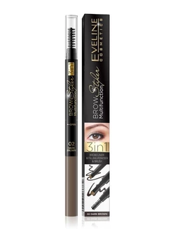 Карандаш для бровей Eveline brow styler 3 в 1 многофункциональный 02 dark brown 1.2 г (5901761966732) Карандаш для бровей Eveline brow styler 3 в 1 многофункциональный 02 dark brown 1.2 г (5901761966732)