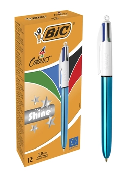 Набор шариковых ручек BIC 4 Colours Shine Blue 1 мм 12 шт (3086123494893) Набор шариковых ручек BIC 4 Colours Shine Blue 1 мм 12 шт (3086123494893)