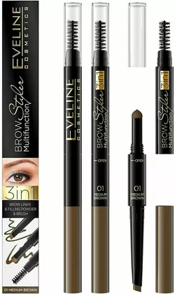 Карандаш для бровей еveline brow styler 3 в 1 многофункциональный, 01 medium brown, 1.2 г (5901761965841) Карандаш для бровей еveline brow styler 3 в 1 многофункциональный, 01 medium brown, 1.2 г (5901761965841)