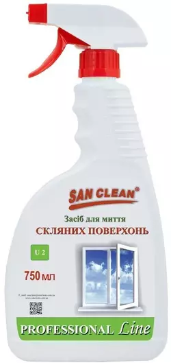 Средство San Clean Prof Line для мытья стеклянных поверхностей 750 мл (4820003544570) Средство San Clean Prof Line для мытья стеклянных поверхностей 750 мл (4820003544570)