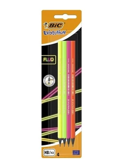 Набор карандашей  bic evolution fluo черно графитовых шестиугольных hb (4шт) (3086123446199) Набор карандашей  bic evolution fluo черно графитовых шестиугольных hb (4шт) (3086123446199)
