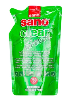 Средство для мытья стекол Sano Clear Green 750 мл (запасной блок) (7290102990573) Средство для мытья стекол Sano Clear Green 750 мл (запасной блок) (7290102990573)