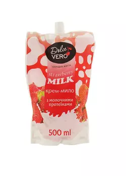 Крем-мыло ТМ Dolce Vero doy-pack STRAWBERRY MILK с молочными протеинами 500 мл (4820091146953)