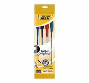 Ручки шариковые BIC Cristal 4шт разноцветные (3086121601033)