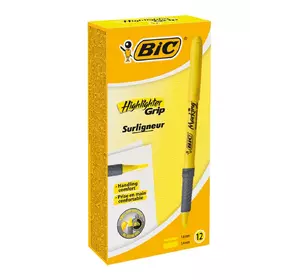 Набор желтых текстовых маркеров BIC Highlighter Grip 12 шт Желтых (70330312555)