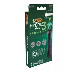 Станок для бритья мужской BIC Flex 3 Hibrid Sensitive с 4 сменными картриджами (3086123644977) Станок для бритья мужской BIC Flex 3 Hibrid Sensitive с 4 сменными картриджами (3086123644977)