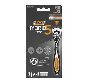 Станок для бритья мужской  BIC Flex 5 Hibrid с 4 сменными картриджами (3086123644984) Станок для бритья мужской  BIC Flex 5 Hibrid с 4 сменными картриджами (3086123644984)