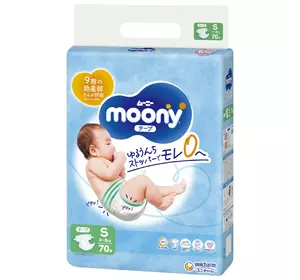 Подгузники детские Moony Unicharm Размер S 4-8 кг,  70 шт (4903111138302)