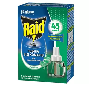 Жидкость от комаров для электрофумигаторов Raid 45 ночей с эвкалиптом (5000204329100) Жидкость от комаров для электрофумигаторов Raid 45 ночей с эвкалиптом (5000204329100)