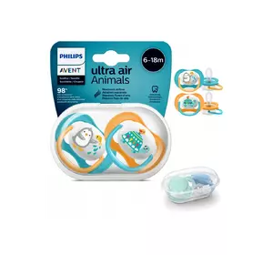 Силиконовая пустышка philips avent ultra air animal 6-18 мес. 2 для мальчиков 2 шт. (scf080/07) (8710103949411) Силиконовая пустышка philips avent ultra air animal 6-18 мес. 2 для мальчиков 2 шт. (scf080/07) (8710103949411)