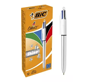 Набор шариковых ручек BIC 4 Colours Shine Silver 1 мм 12 шт (3086123343979) Набор шариковых ручек BIC 4 Colours Shine Silver 1 мм 12 шт (3086123343979)