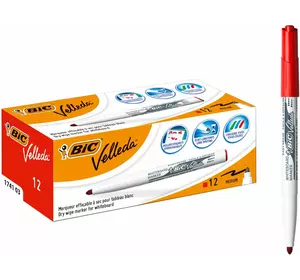 Набор маркеров для досок сухостираемых BIC Velleda 1741 1.6 мм 12 шт Красных (3086121741036) Набор маркеров для досок сухостираемых BIC Velleda 1741 1.6 мм 12 шт Красных (3086121741036)